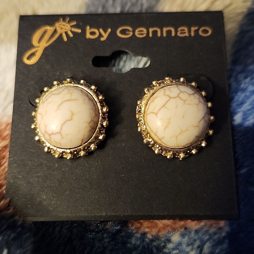 Gennaro Gold And Cream Stud Earrings